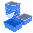 thumbnail image 1 of Storex Deep Storage Tray with Lid, Letter Size, 10 x 13 x 5 Inches, Blue, 5-Pack, 1 of 1