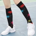 thumbnail image 3 of Chaussettes de Compression 20-30 mmHg Longueur Genou Chaussettes de Sport 20-30 mmHg Bas de Compression Bas pour Unisexe Course Cyclisme, Noir, Graffiti, P/M, 3 of 8