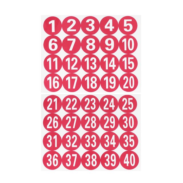 40 Pcs Autocollants Numérotés Autocollants Auto-Adhésifs Numérotés Décalcomanies Décoratives pour Sacs Table Rouge