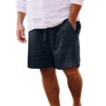 thumbnail image 1 of Men's Linen Shorts Casual Elastic Waist Drawstring Summer Beach Shorts, 1 of 6