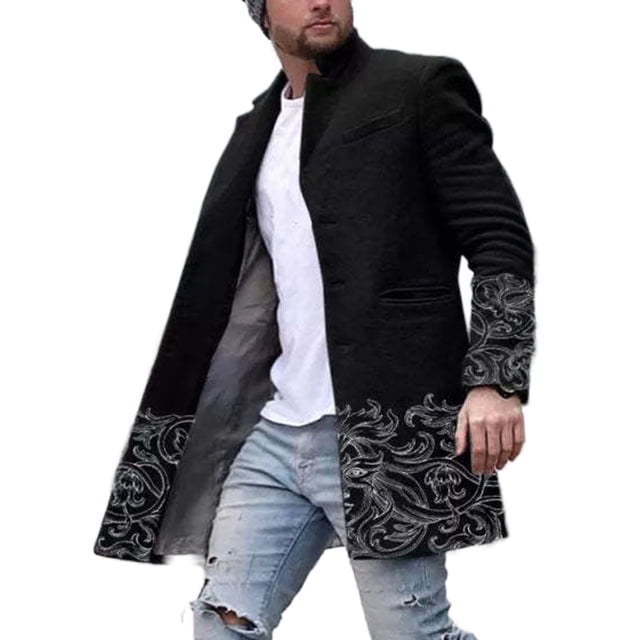 Innerwin Manteaux à Manches Longues pour Hommes Veste Décontractée Col à Revers Noir C 2TG