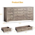 thumbnail image 3 of Commode en Bois à 12 Tiroirs, Commode Moderne et Meuble Télé pour Télé de 65 Pouces, Chambre, Garde-Robe, Salon, Couloir, Gris, 3 of 8