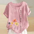 thumbnail image 2 of Pisexur Hauts d'Été pour Femmes, Hauts pour Femmes, Hauts de Sortie pour Femmes, Hauts pour Dames, T-Shirt à Boutons Imprimé Mode Décontractée Col Rond d'Été pour Femmes Rose,m, 2 of 5