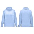 thumbnail image 5 of Fashion Women's Solid Turtleneck Long Sleeve Style Loose Knitting Ladies Tops Blouse, 5 of 5
