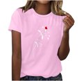 thumbnail image 1 of yievot Chemises pour Femmes Mode Manches Courtes Col Rond Impression de la Saint-Valentin Chandail Décontracté T-Shirt Hauts Chemise, 1 of 5