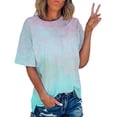thumbnail image 2 of Timegard Hauts Grande Taille pour Femmes Couleur Dégradée Manches Courtes Col Rond T-Shirts Tunique Décontractée Tendance Blouses, 2 of 7