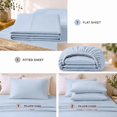 thumbnail image 4 of Comfy Bamboo World Series 4pc Microfiber Sheet Set, Full Size Bedsheet, Light Blue, 4 of 6
