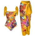 thumbnail image 1 of Maillot de Bain une Pièce pour Femmes avec Jupe de Plage Paréo Imprimé Floral Rétro Ensemble Bikini Deux Pièces, 1 of 4