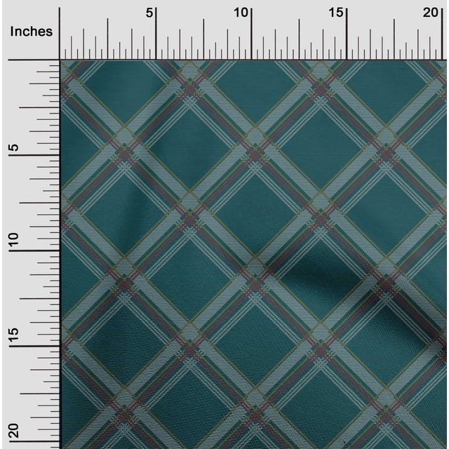 oneOone Cotton Poplin Fabric Tartan Check Print Fabric By Yard 42 Inch Wide