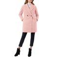 thumbnail image 2 of INSPIRE CHIC Women's Double Breasted Lapel Raglan Long Sleeve Mid Length Overcoat M Light Pink, 2 of 8