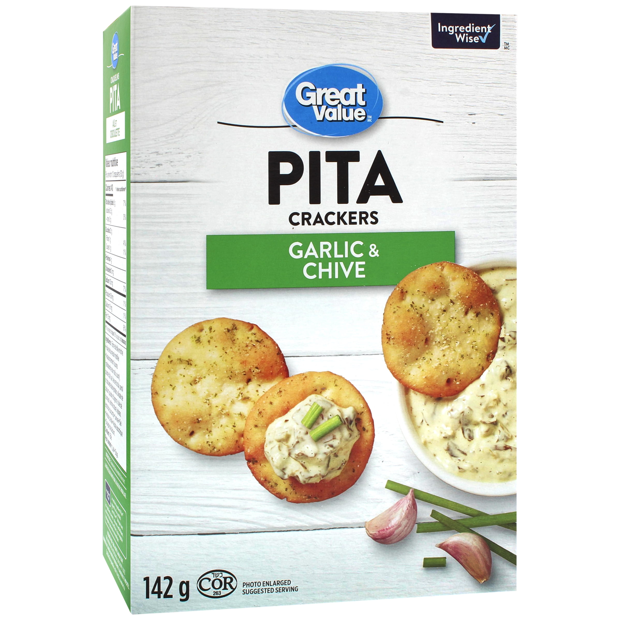 Craquelins pita à l’ail et à la ciboulette Great Value