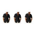 thumbnail image 4 of pitrice Men Shirt Casual Short Sleeve Breathable Replacement Button Down Solid Color Fashionable Home Dating Shirts Top Black M 3Set, 4 of 6