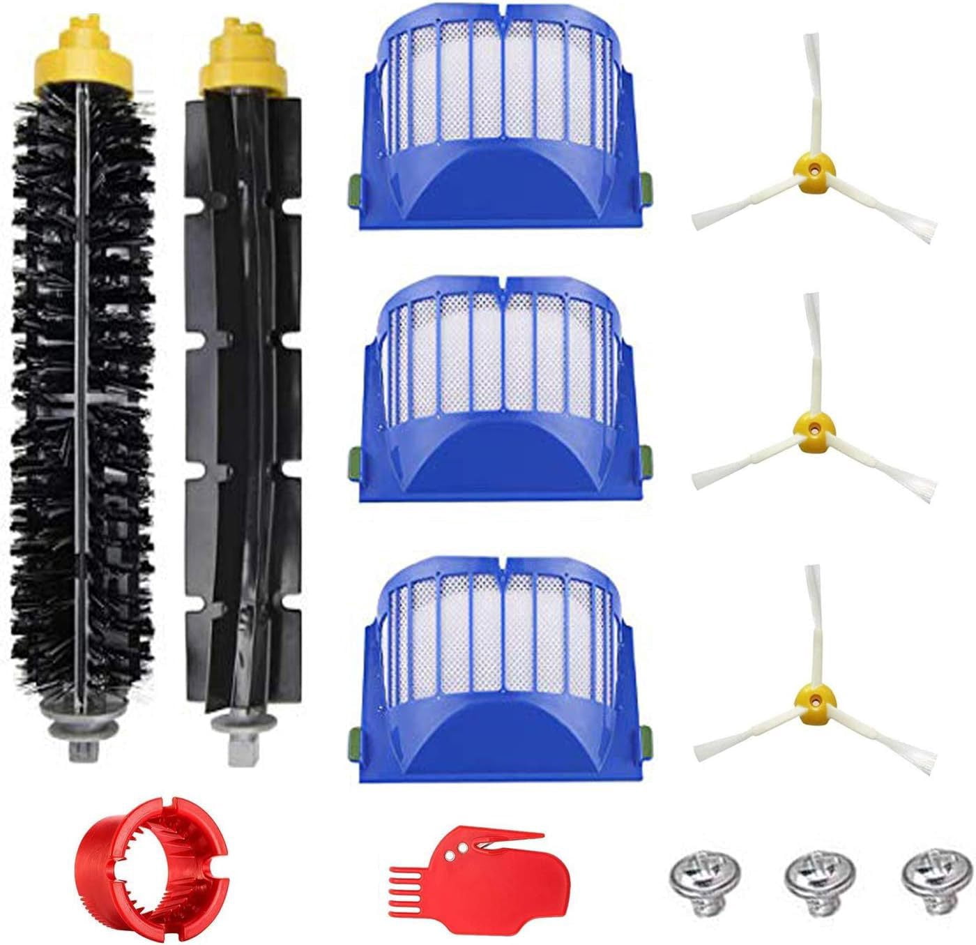 Accessories for iRobot Roomba 600 and 500 series robot vacuum cleaner, 3 filters, 3 side brushes