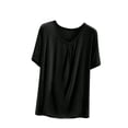 thumbnail image 2 of Weiqiqre T-Shirt à Col Rond pour Femme à Manches Courtes Ajusté T-Shirt Mince Uni Haut de Pyjama Pyjama à Manches Courtes, 2 of 7