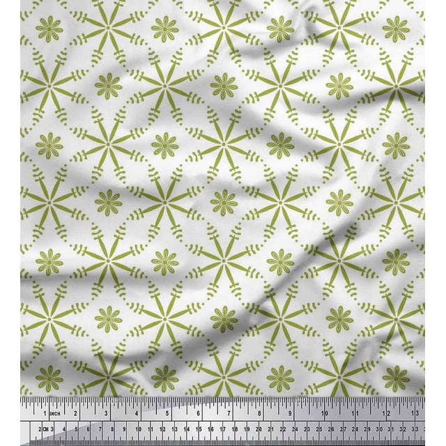 Soimoi polyester Crepe Fabric Flower Artistic Print Fabric by Yard 42 Inch Wide