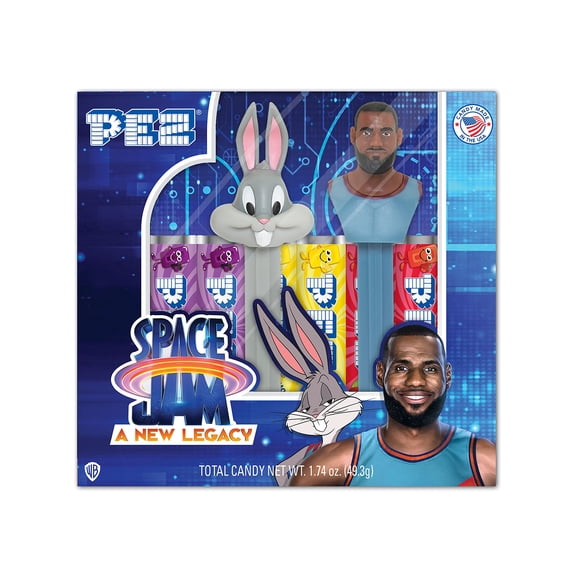 PEZ Bonbons Space Jam Ensemble-Cadeau, Distributeurs Bugs Bunny et Lebron James et Lot de Six Bonbons