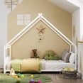 thumbnail image 2 of GUNAITO Lit Cabane Format Simple avec Barrières de Sécurité et Toit Décoratif, Blanc, 2 of 7