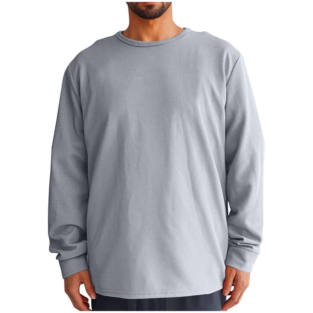 Jalioing Chandail à Col Rond pour Hommes Décontracté à Manches Longues Chandail Texturé Couleur Unie Basique Ample