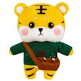 thumbnail image 1 of F Stuffed Tiger Plush 30Cm Soft Doll For Kids Cute Sleeping Animal Toy With Green Sweater, 1 of 3
