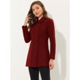 thumbnail image 2 of INSPIRE CHIC Manteau pour Femme à Col Peter Pan, Pardessus à Double Boutonnage, Trench d'Hiver Caban, Rouge Foncé, m, 2 of 5