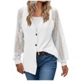 thumbnail image 1 of Womens Long Sleeve Tops Button Down Casual Loose Fit Cardigan V Neck Soft Tunic Shirts, 1 of 7