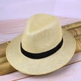 thumbnail image 1 of New Summer Men Straw Panama Hat Handmade Beach Cap Travel Sunhat, 1 of 8