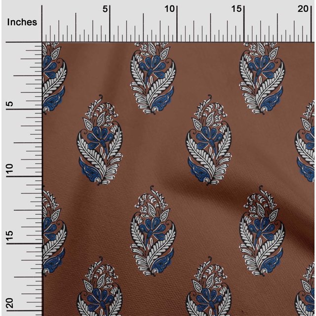 oneOone Cotton Silk Fabric Leaves & Floral Block Decor Fabric Printed BTY 42 Inch Wide