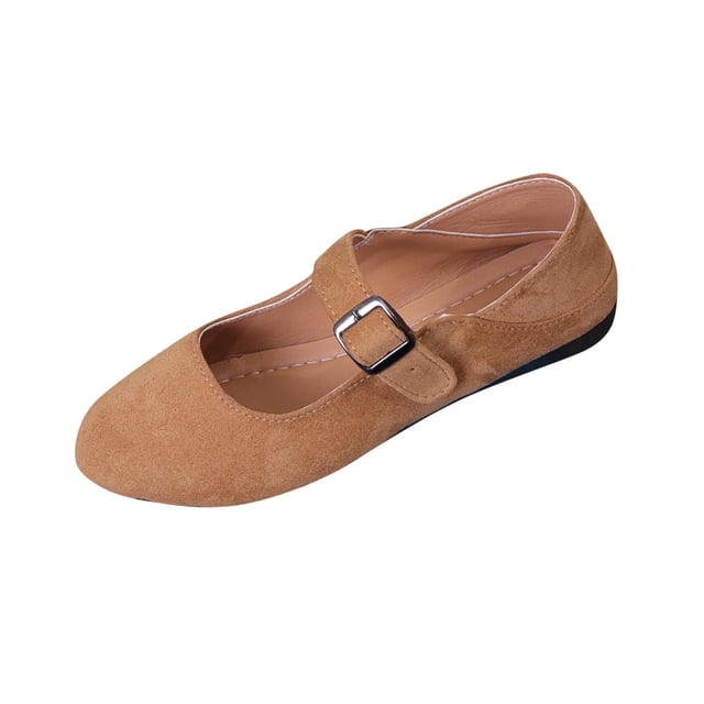 FRSASU Ballerines pour Femmes à Enfiler à Bout Rond Chaussures Mary Jane Confortables Chaussures Décontractées pour Usage Quotidien Chaussures de Travail Kaki