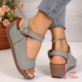 thumbnail image 4 of Gray Women'S Stitched Buckle Wedge Beach Sandals For Spring Summer Outdoor Leisure Wear Versatile For Beach And Casual Activities Size 39, 4 of 9