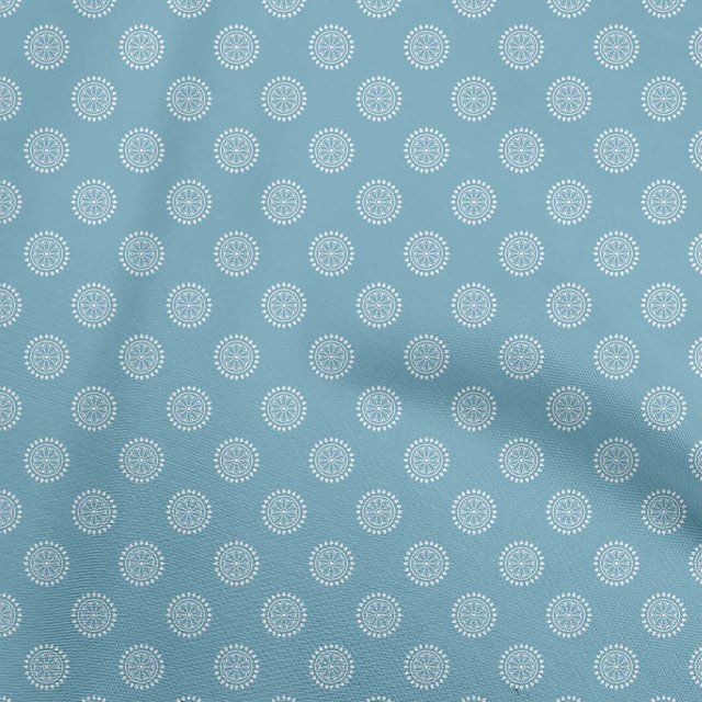 oneOone Rayon Baby Blue Fabric Asian Floral Block Sewing Material Print Fabric By The Yard 56 Inch Wide