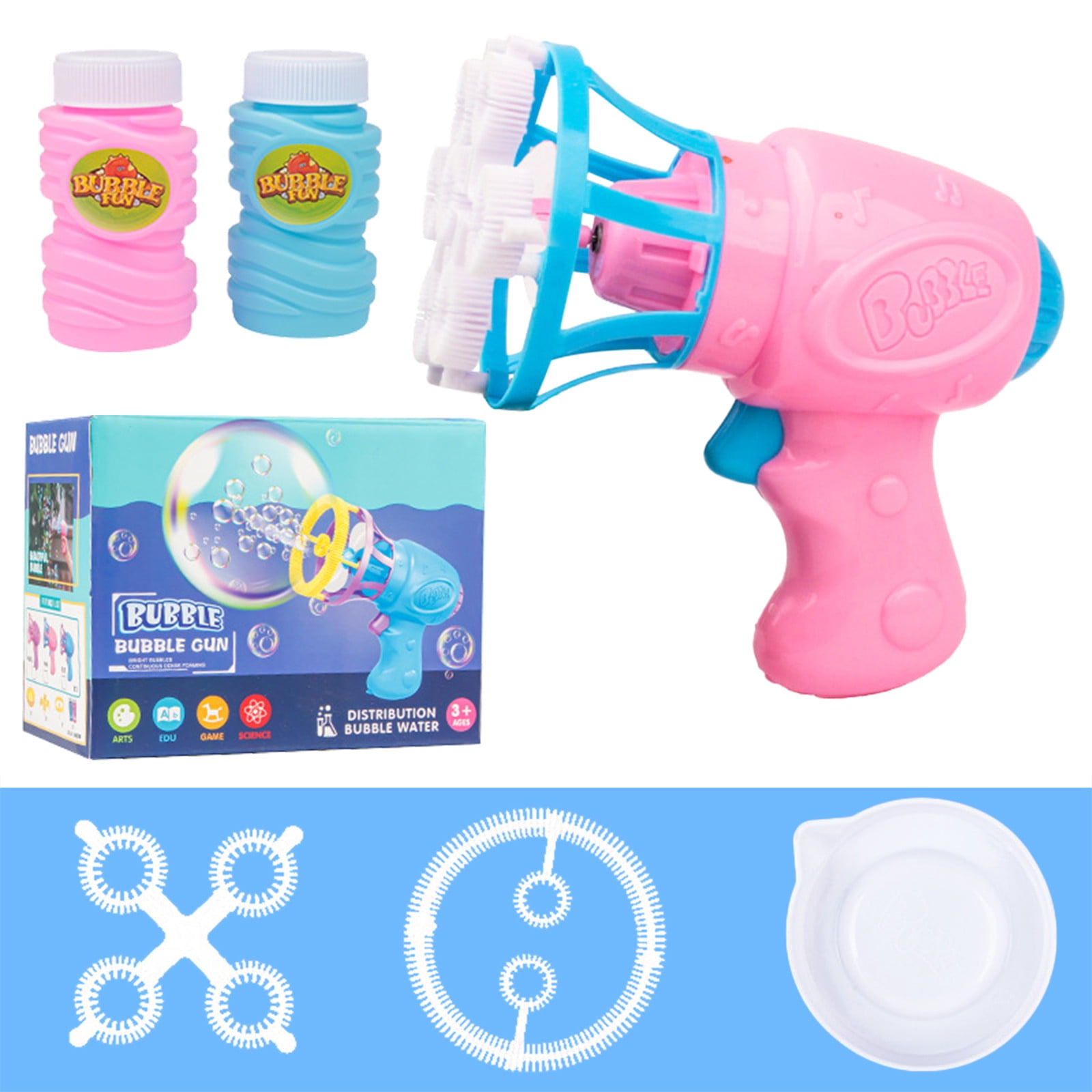 Pistolet à Bulles Automatique Pour Enfants – 1000 Bulles/min, 2 Bouteilles De Solution, Requin Ou Camion, 3-12 Ans