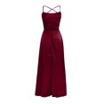 thumbnail image 4 of Pompotops Women's Solid Color Off Back Strap Long Dress Slim Off Shoulder Evening Dress, 4 of 6