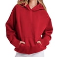 thumbnail image 2 of MeetoTime Fall Long Sleeve Hooded Sweatshirt for Women Fleece Oversized Pocket Hoodie Pullover Tops, 2 of 6