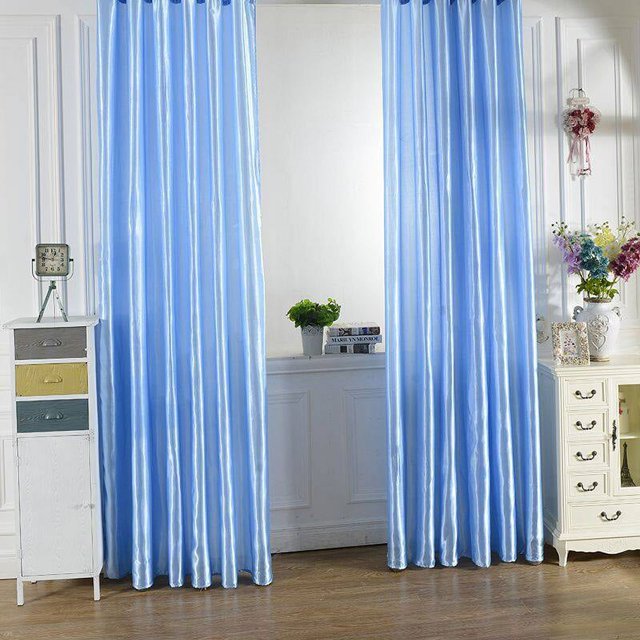 Nouveau Rideau à Poche pour Tringle Couleur Unie Satin Rideau de Chambre Panneau Rideaux de Fenêtre