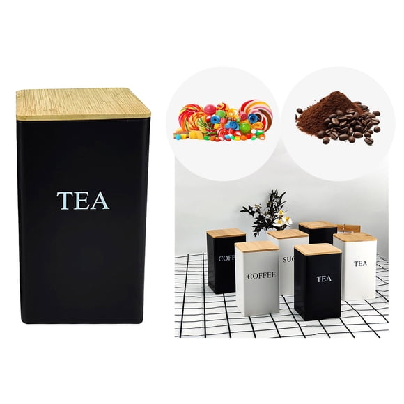 Metal Kitchen Canister Set for Coffee Tea and Dry Food Storage with Secure Airtight Lids