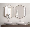 thumbnail image 2 of Kate and Laurel Rhodes Mid-Century Modern Hexagon Wall Mirror, Walnut Brown, 31x22-Inches, 2 of 5