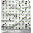 thumbnail image 1 of Soimoi polyester Crepe Fabric Dot & Penguin Ocean Print Fabric by Yard 52 Inch Wide, 1 of 3