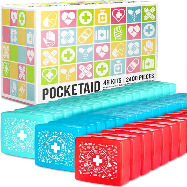EVERLIT Pocket-Aid Mini First Aid Kit | Compact, Portable Hard-Shell Cases of 50 Items | Cuts, Scrapes, Wound Care Essentials for Travel, Outdoor, Sc