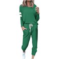 thumbnail image 1 of Survêtements Deux Pièces pour Femmes, Ensemble Décontracté à la Mode pour Femmes, Ample, Imprimé, à Manches Longues, Col Rond, avec Cordon de Serrage, Tenue de Course Deux Pièces, Ensemble S-31 Vert 4TG, 1 of 5