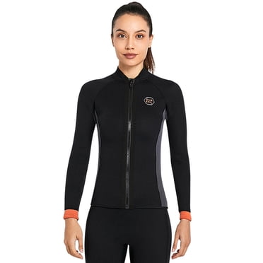 Wetsuits Women 3mm Neoprene Long Sleeve Wetsuit Top Warm Front Zipper Wetsuits Shirts for Surfing Swimming Snorkeling Kayaking