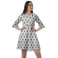 thumbnail image 1 of Moomaya Robe Chemise en Poly-Crêpe pour Femmes, Manches à Volants Imprimées, Tenue Décontractée d'Été, 1 of 4