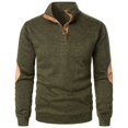 thumbnail image 3 of Fengqque Chandail à Capuchon à Col Montant pour Homme d'Automne, Veste en Tricot à Blocs de Couleur, Chandail à Capuchon à Boutons, Vert Armée 4(S), 3 of 4