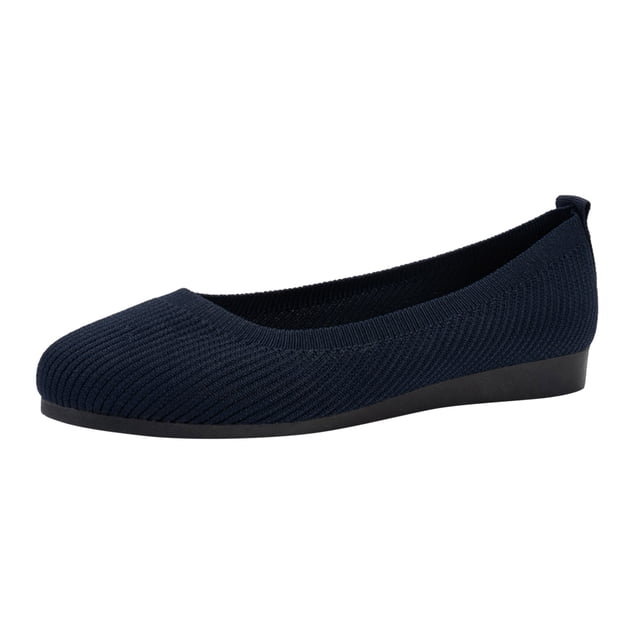 Kcodviy Chaussures Décontractées Respirantes pour Femmes, Couleur Unie, Talon Bas, Bout en Tricot, Bout Rond, Chaussures Plates pour Femmes, Décontractées, Confortables, Chaussures Décontractées