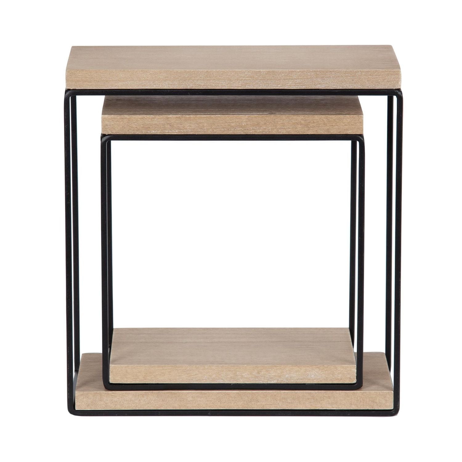 Hometrends Boxton Wood and Metal Floating Wall Shelf Set, Set of 2