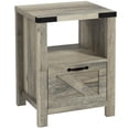 thumbnail image 1 of HOMCOM Table d'Appoint Style Ferme avec Tiroir de Rangement, Étagère Ouverte, 1 of 10