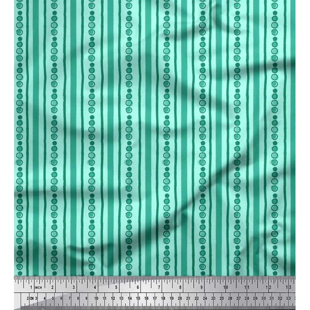 Soimoi Poly Georgette Fabric Dot & Stripe Block Decor Fabric Printed Yard 52 Inch Wide