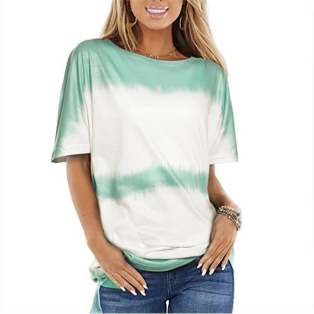 New Women's Printed Top Loose Crewneck Short Sleeve T Shirt