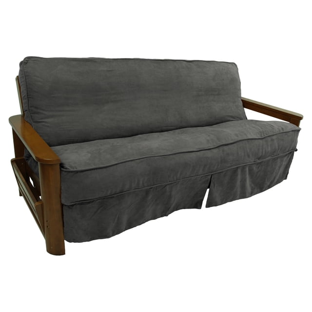 Housse de Futon Pleine en Microsuède Uni à Double Cordon de 8 à 9 Po - Gris Acier