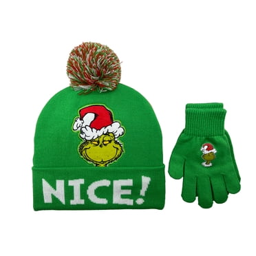 The Grinch Naughty Or Nice Youth 3-Piece Reversible Beanie & Magic Gloves Set