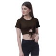 thumbnail image 1 of Moomaya T-Shirt Court à Nœud devant pour Femmes, Manches Courtes, Col Rond, Haut Noué, 1 of 7